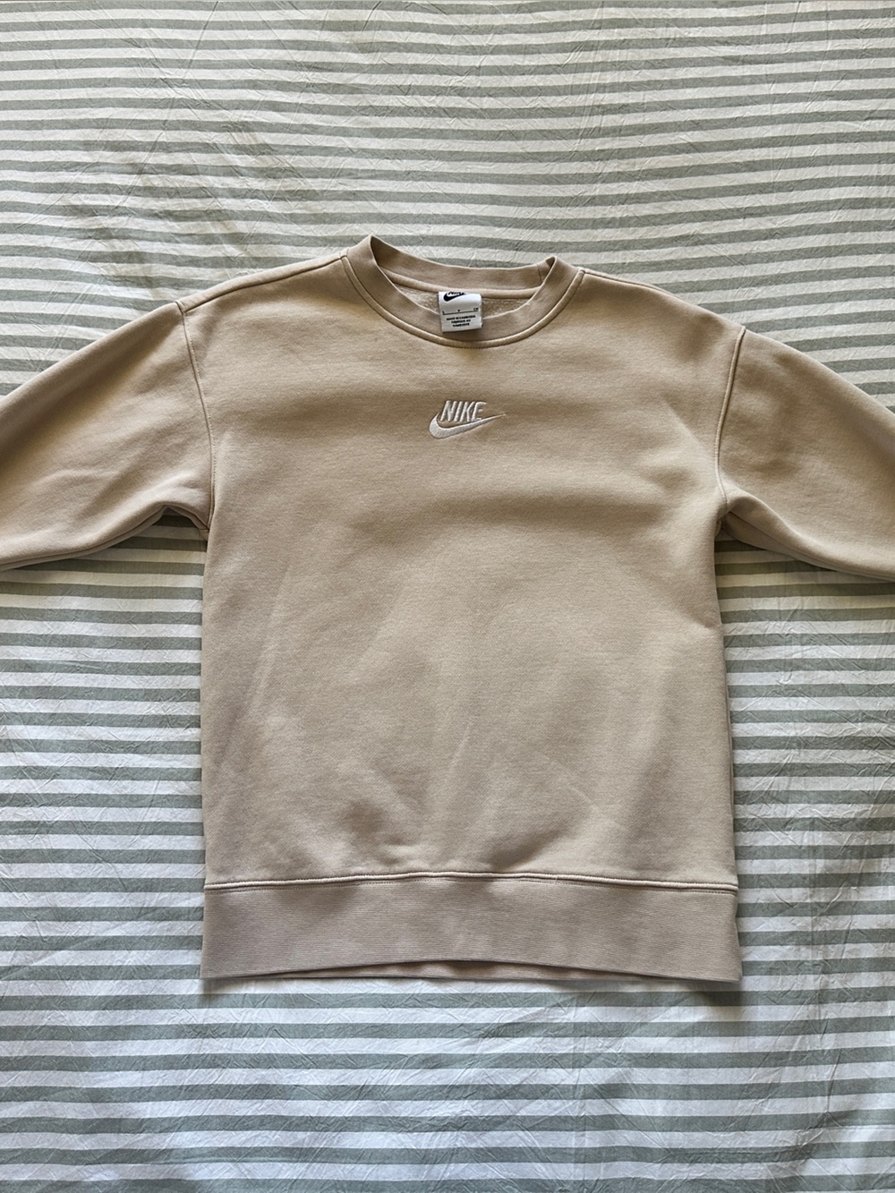 Nike Crewneck Sweatshirt in Light Beige with White Logo
